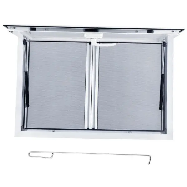 Witryna sprzedażowa aluminiowa 91 x 91 cm – podnośnik hydrauliczny do food trucka.