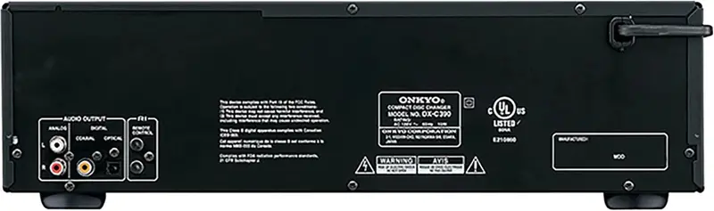 Zmieniarka CD Onkyo DXC390 na 6 płyt – stylowe, czarne urządzenie audio z funkcją automatycznego odtwarzania