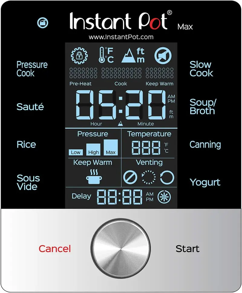 Szybkowar Instant Pot MAX 6 Quart Smart Pressure Cooker – 15 PSI, tryb próżniowy, sterowanie za pomocą ekranu dotykowego, stal nierdzewna