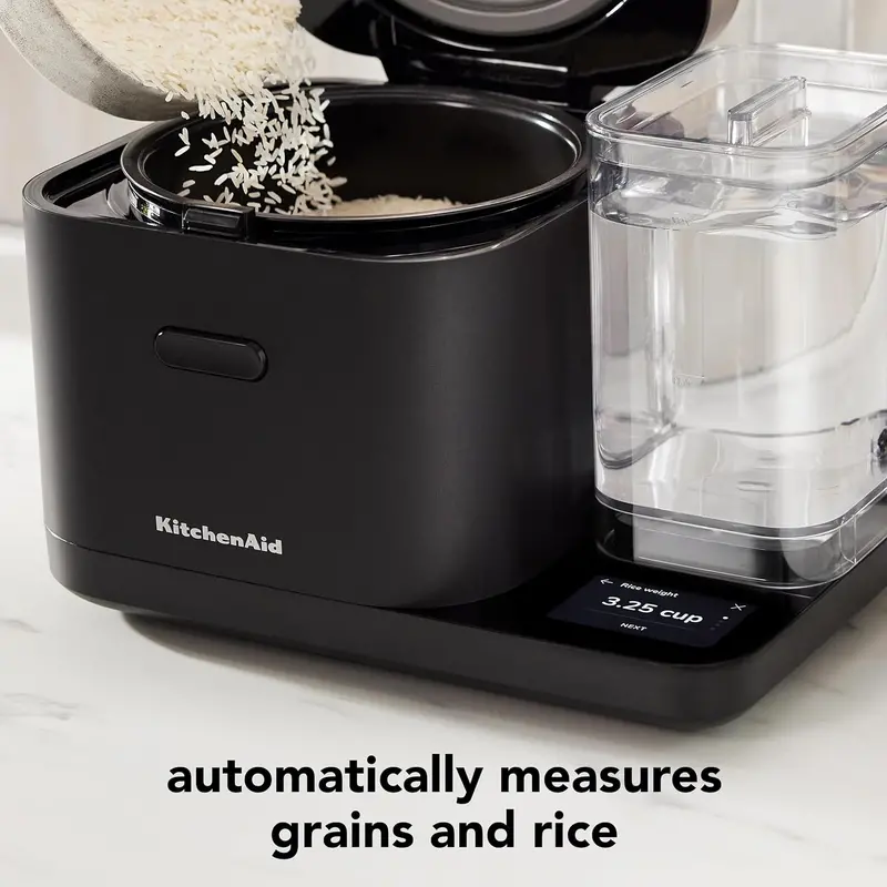 Robot kuchenny KitchenAid do mielenia ziaren i ryżu o pojemności 8 filiżanek, z wbudowaną wagą i timerem z opóźnionym startem (KGC3155BM)