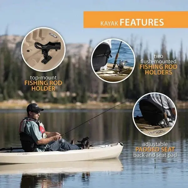 Lifetime Tamarack Angler 100 Dwuosobowy kajak wędkarski – stabilny 3-metrowy kajak rekreacyjny z wiosłami w zestawie