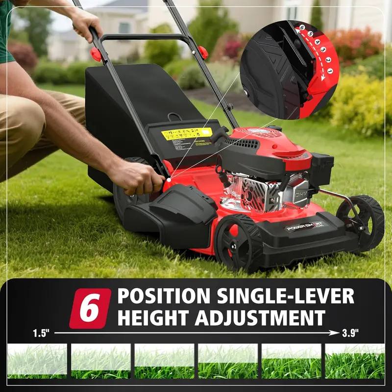 Kosiarka spalinowa PowerSmart 21″ 144 cm3 3 w 1 z koszem na trawę