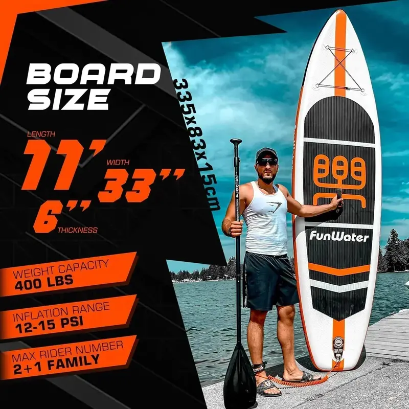 FunWater Ultralight nadmuchiwana deska SUP – wygodna w podróży deska SUP z kompletnym zestawem akcesoriów