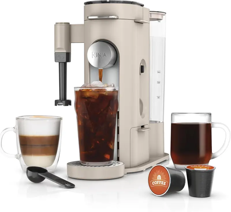 Ekspres do kawy Ninja PB051 na kapsułki i kawę mieloną – 4 metody parzenia, kompatybilny z K-Cup®, maksymalna pojemność filiżanki 700 ml, wyjmowany zbiornik na wodę o pojemności 1,6 litra