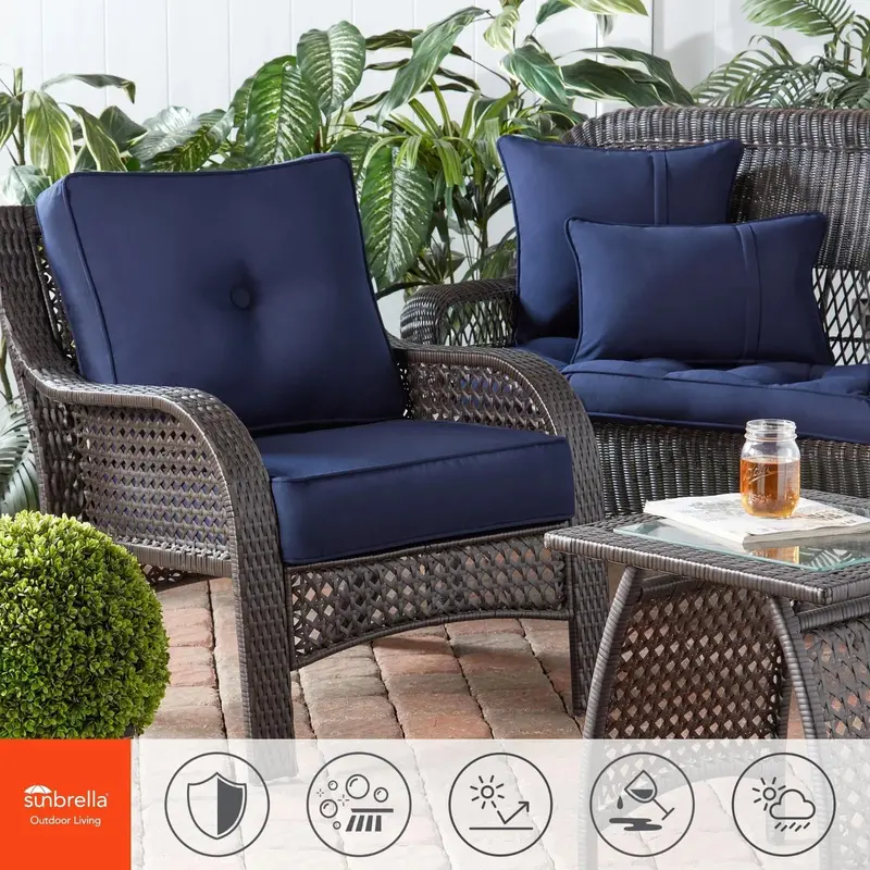 Zestaw głębokich poduszek ogrodowych Sunbrella – Odporna na warunki atmosferyczne kolekcja premium na patio, dwuczęściowa