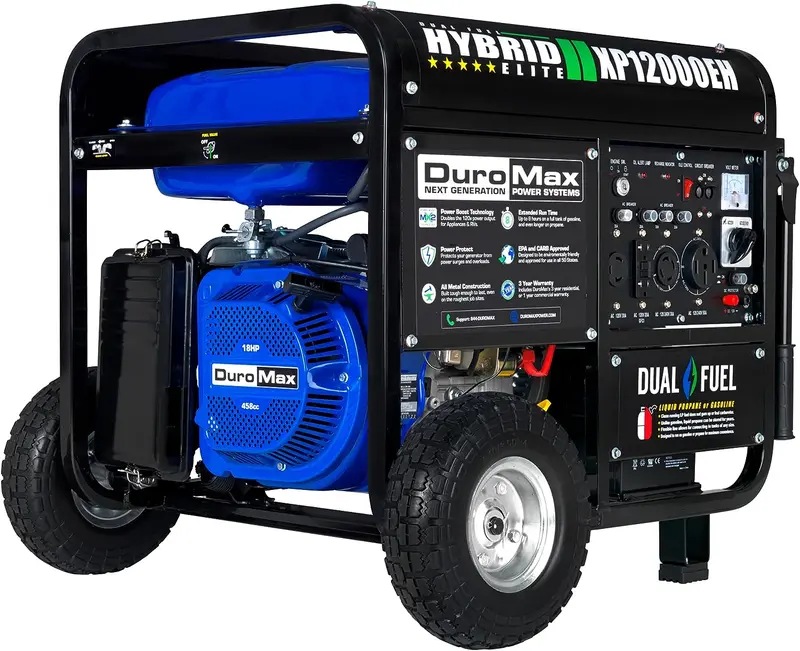 Generator DuroMax XP12000EH – 12000 W, zasilany benzyną lub propanem, do awaryjnego zasilania domu