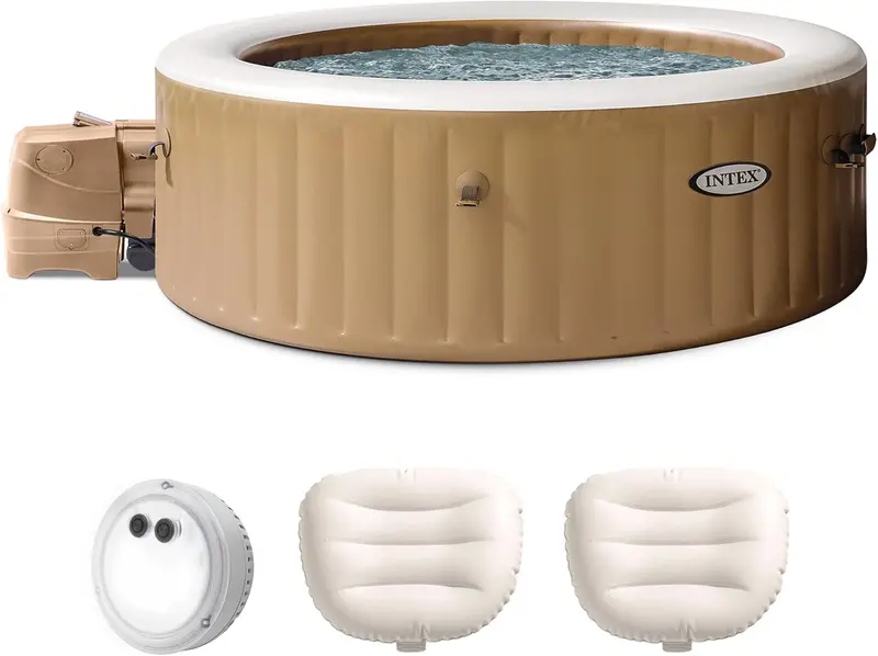 Zestaw z dmuchanym jacuzzi Intex PureSpa Plus – zawiera pompę i energooszczędny podgrzewacz