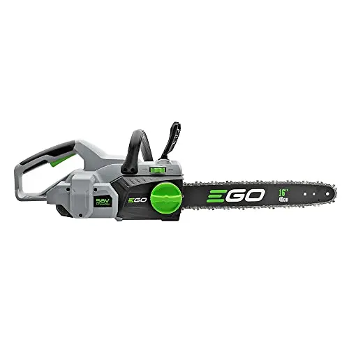 Piła łańcuchowa akumulatorowa EGO Power+ 16″ 56 V, niskie wibracje, w zestawie akumulator 5,0 Ah