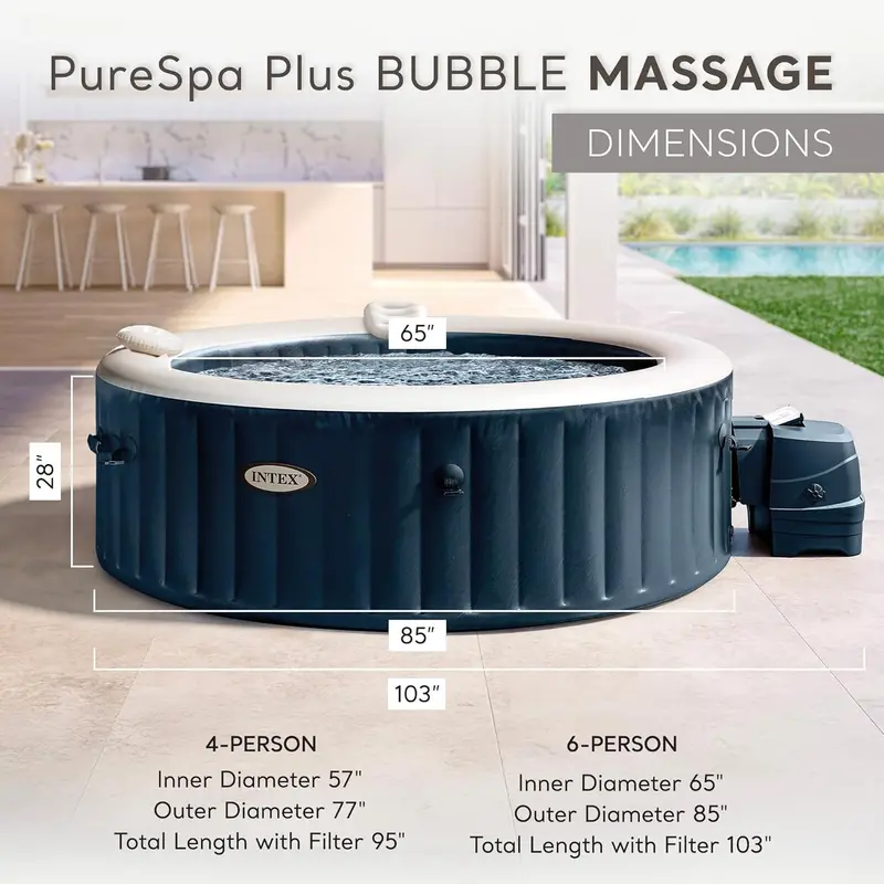 Nadmuchiwane jacuzzi Intex PureSpa Plus dla 6 osób — energooszczędna wanna z hydromasażem i izolowaną pokrywą