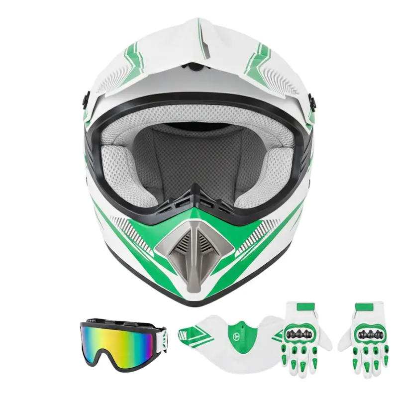 Komplet kasku integralnego do motocykli motocrossowych, quadów i quadów (wraz z goglami i rękawicami)