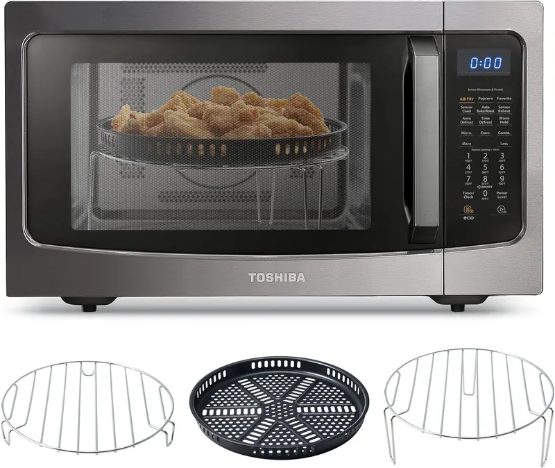 Toshiba ML-EC42P(SS) 4 w 1 kuchenka mikrofalowa do zabudowy – konwekcja, frytkownica powietrzna, czujnik Smart Cook, 42 ​​litry, 1000 W, srebrna