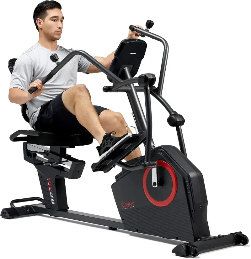 SunnyFit SF-RBE4886SMART Elektromagnetyczny rower poziomy z trenażerem eliptycznym – trenażer eliptyczny z łącznością Bluetooth, ćwiczeniami ramion i niskim siedziskiem