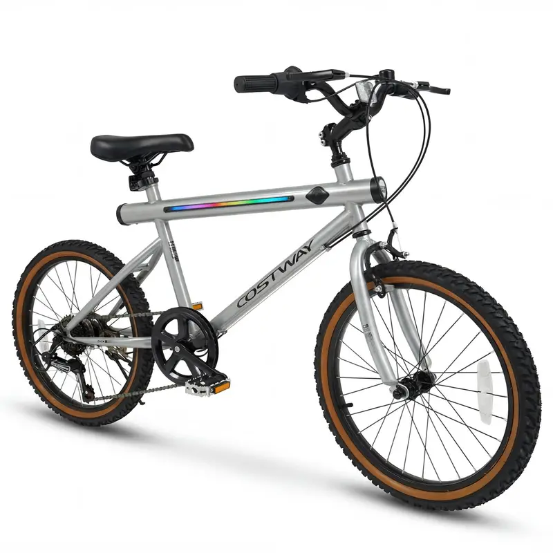 20-calowy hybrydowy rower treningowy z wyświetlaczem LED, głośnikami stereo i wzmocnioną ramą ze stali węglowej.