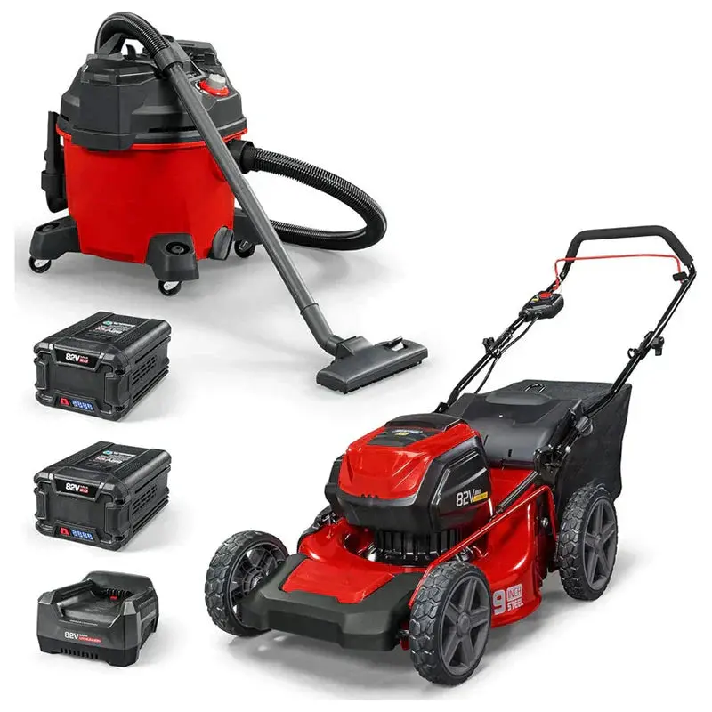 Kosiarka akumulatorowa 82 V MAX | Stalowy korpus tnący o szerokości 53 cm z funkcją 3 w 1 (mulczowanie, zbieranie, wyrzut boczny) | Wzór czerwono-czarny