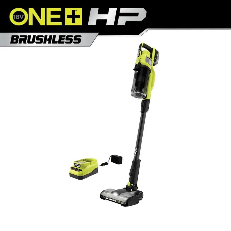 Odkurzacz pionowy RYOBI ONE+ HP 18 V bezprzewodowy do zwierząt z wydajnym akumulatorem 4,0 Ah i ładowarką PBLSV716K