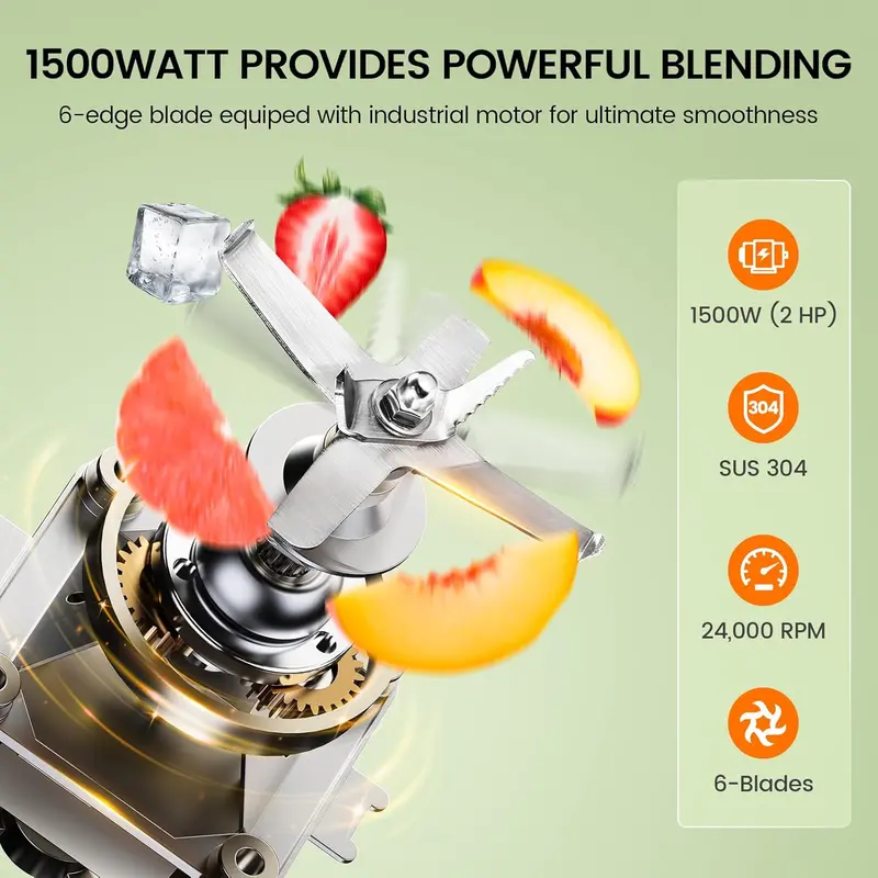Profesjonalny blender CRANDDI 1500 W z dzbankiem o pojemności 2,3 litra niezawierającym BPA